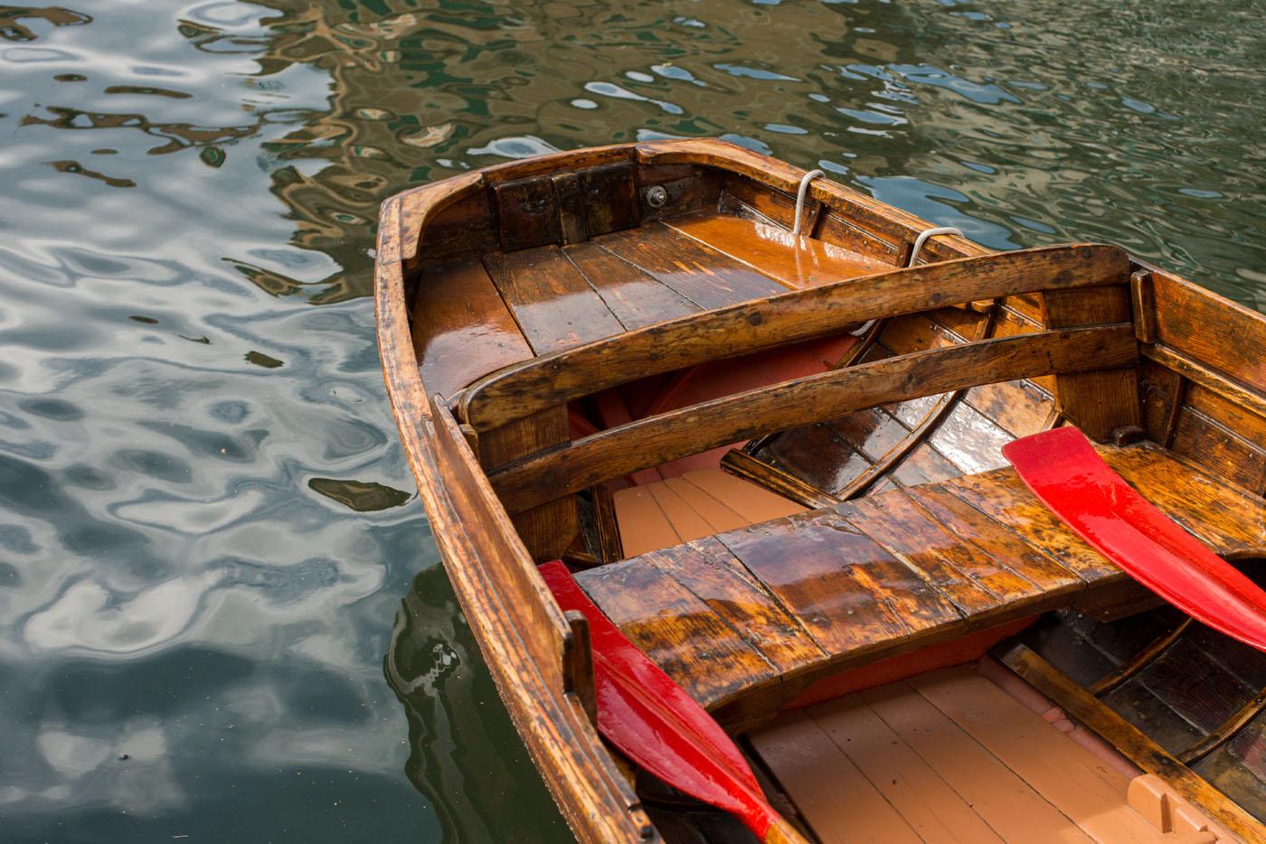 Wooden rowing boat on Lake Como