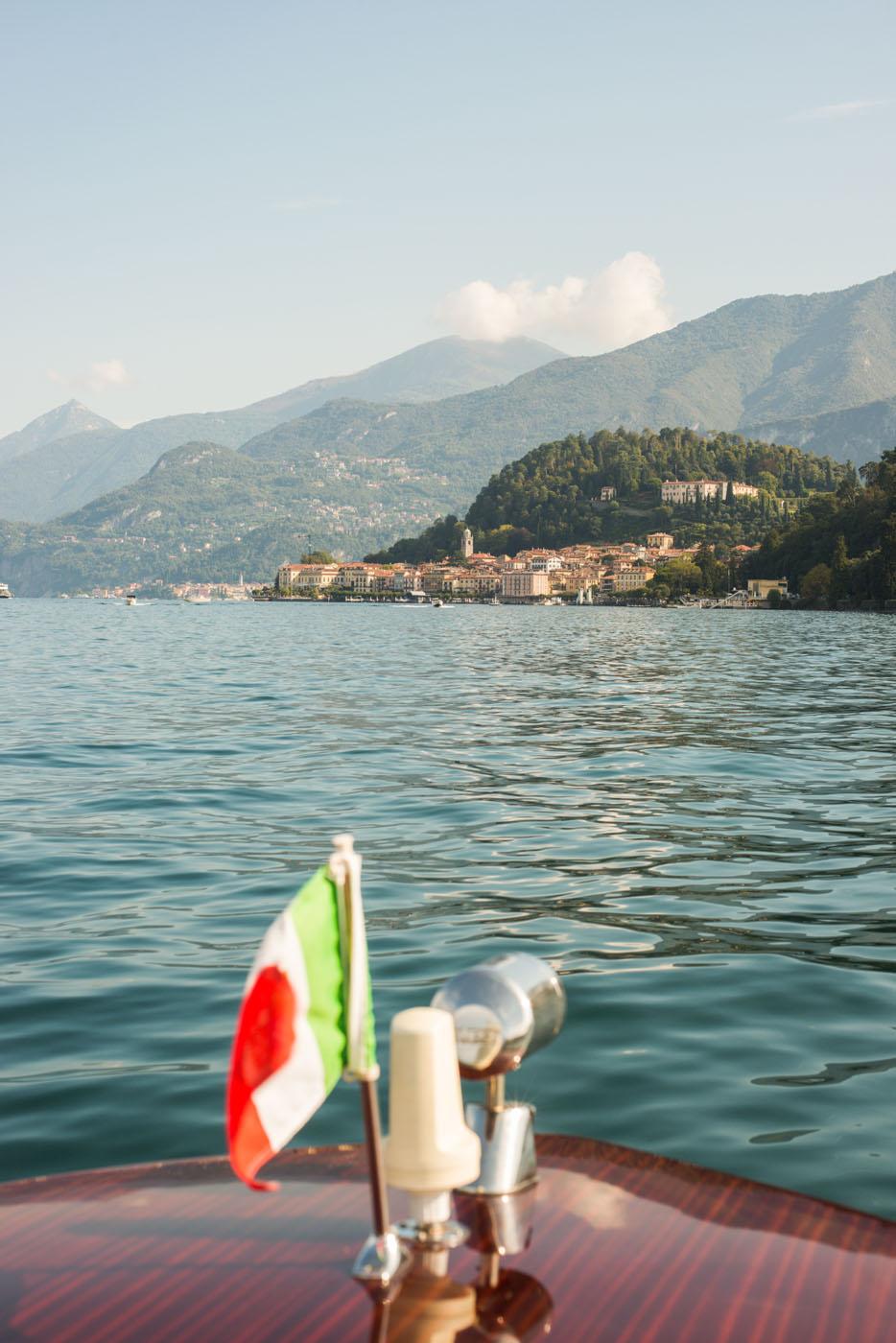 The Bellagio promontory seen from a boat on Lake Como