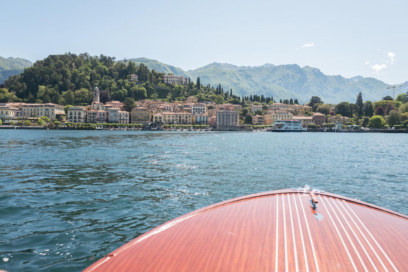 Approaching Bellagio by motorboat on Lake Como