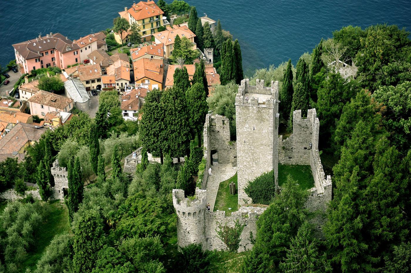 Aerial view of Varenna and Vezio Castle, Lake Como