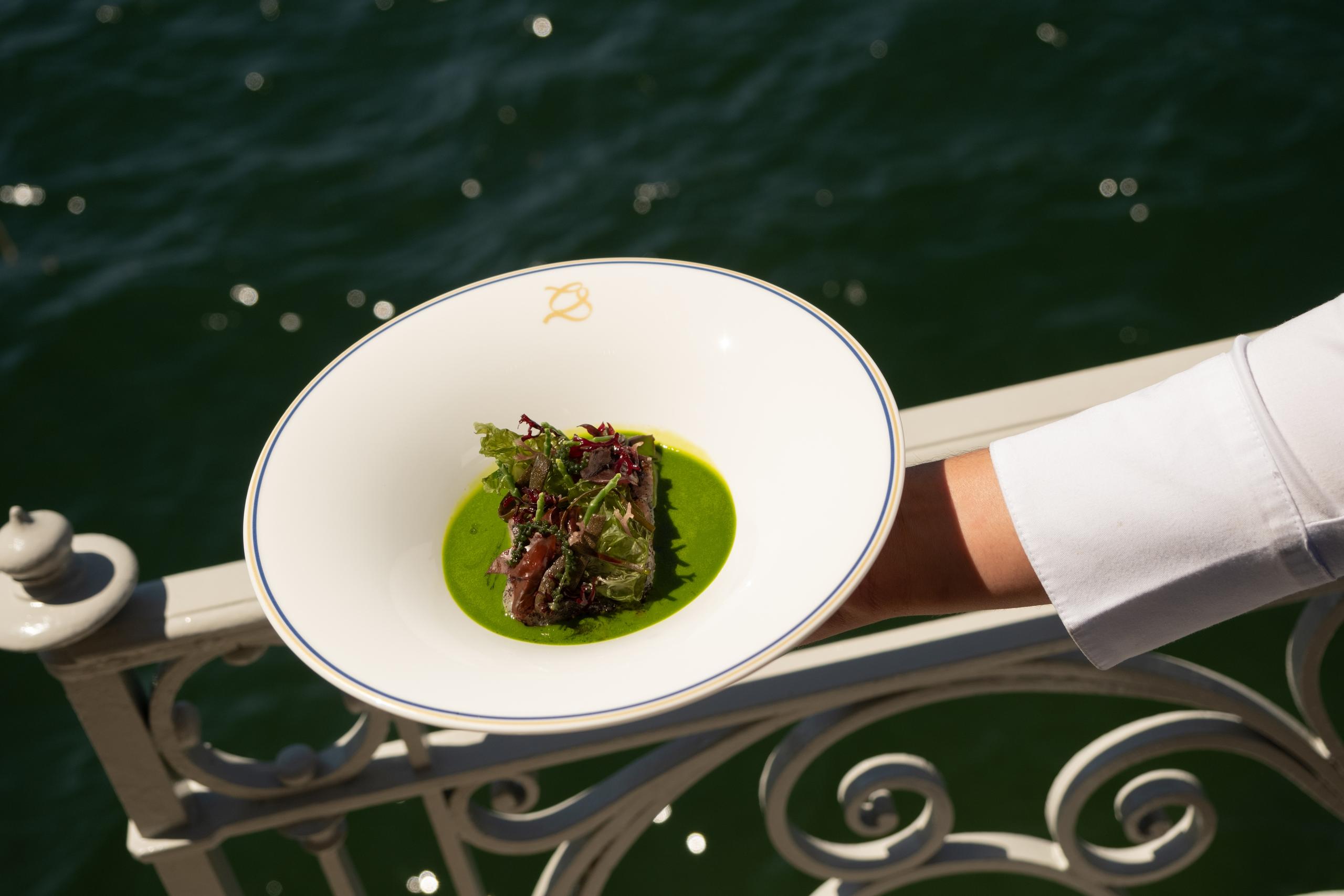 Ristorante Genazzini 1788 dish served against the lake
